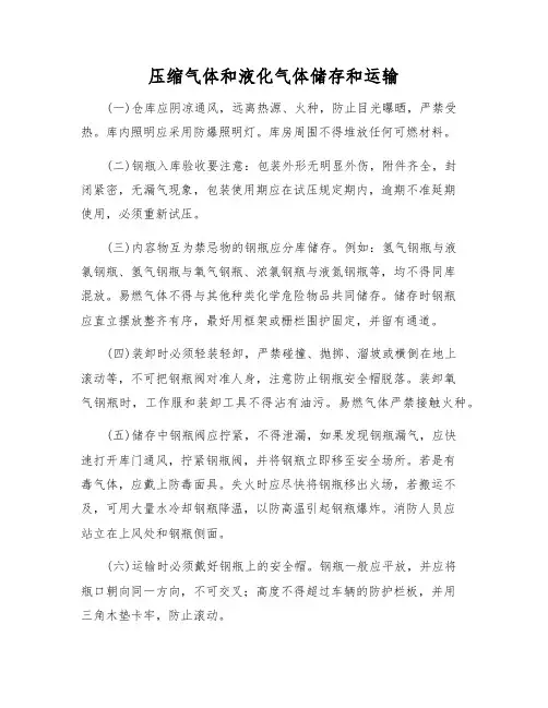 压缩气体和液化气体储存和运输