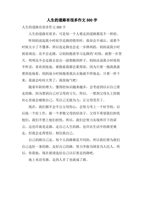 人生的道路有很多作文500字