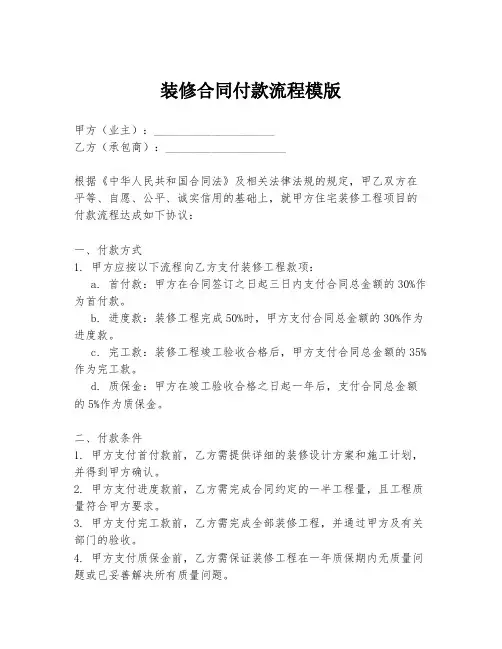 装修合同付款流程模版