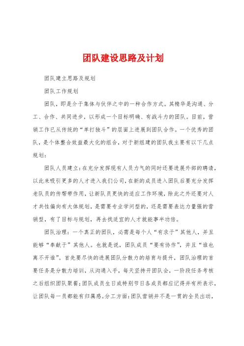 团队建设思路及计划