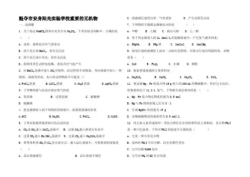 高考化学二轮复习 重要的无机物专题训练检测试题_