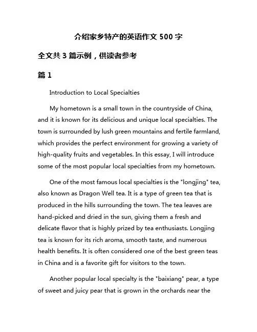 介绍家乡特产的英语作文500字