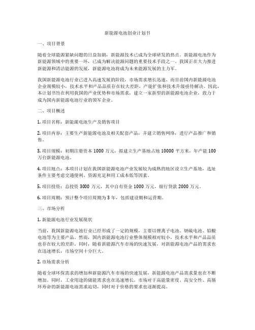新能源电池创业计划书