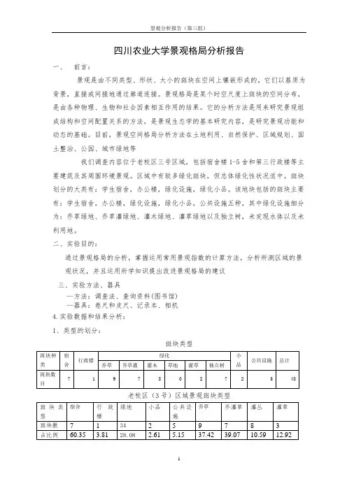 景观格局分析报告