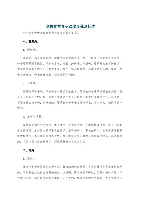 学校食堂食材验收流程及标准