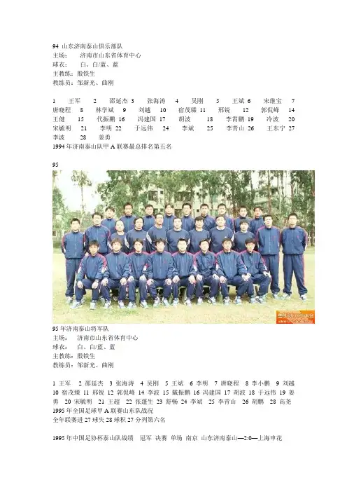 山东鲁能历届全家福