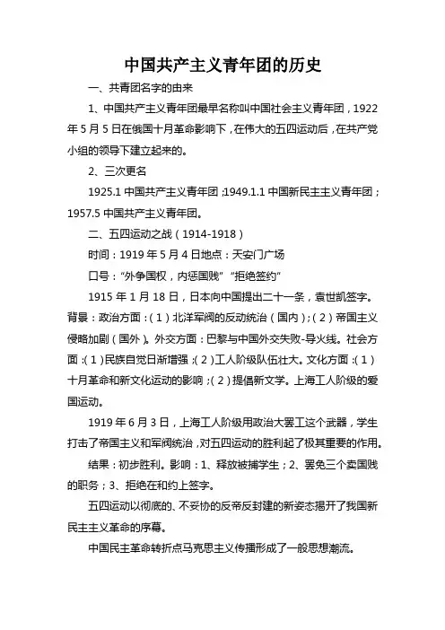 中国共产主义青年团的历史