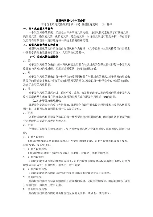发型美学量化十六项分析