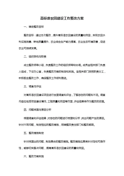 高标准农田建设工作整改方案