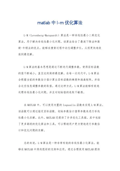matlab中l-m优化算法