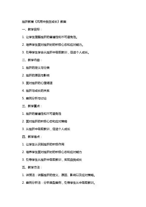 挫折教育《风雨中我在成长》教案