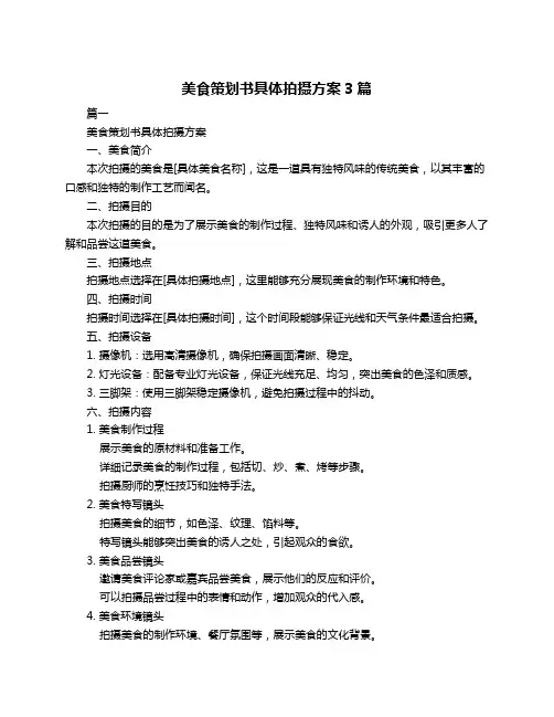 美食策划书具体拍摄方案3篇