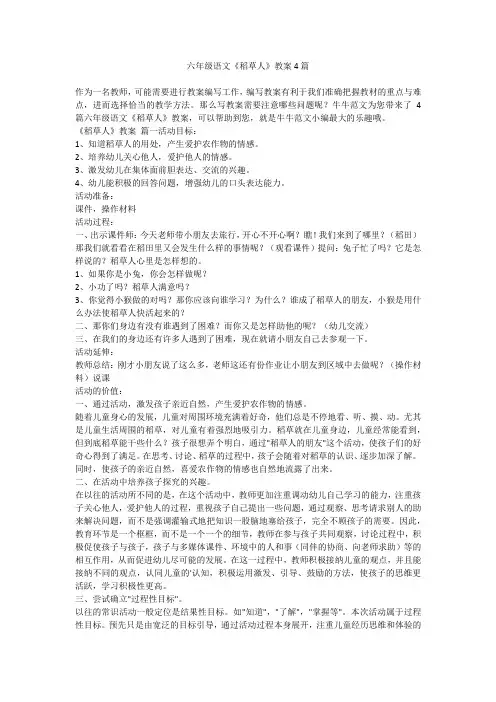 2023最新-六年级语文《稻草人》教案4篇