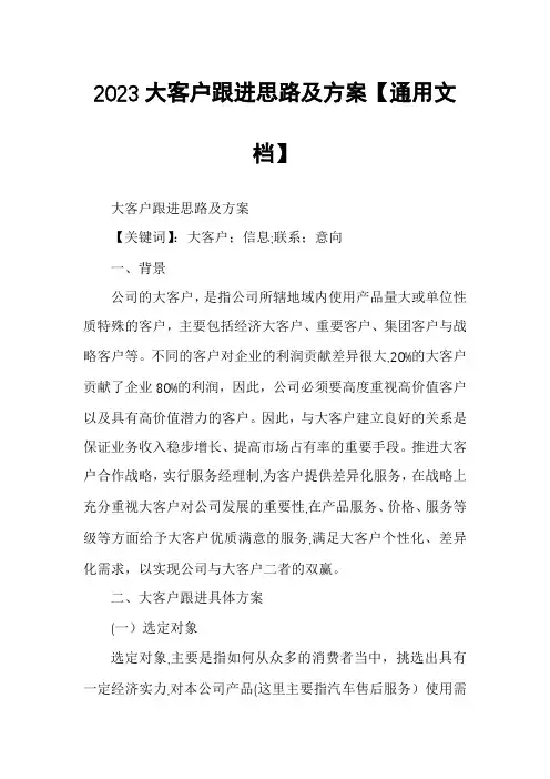 2023大客户跟进思路及方案【通用文档】