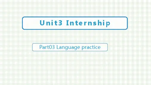 中职英语高教版(2021)基础模块2 Part 03 Unit 3 Internship过去进行时