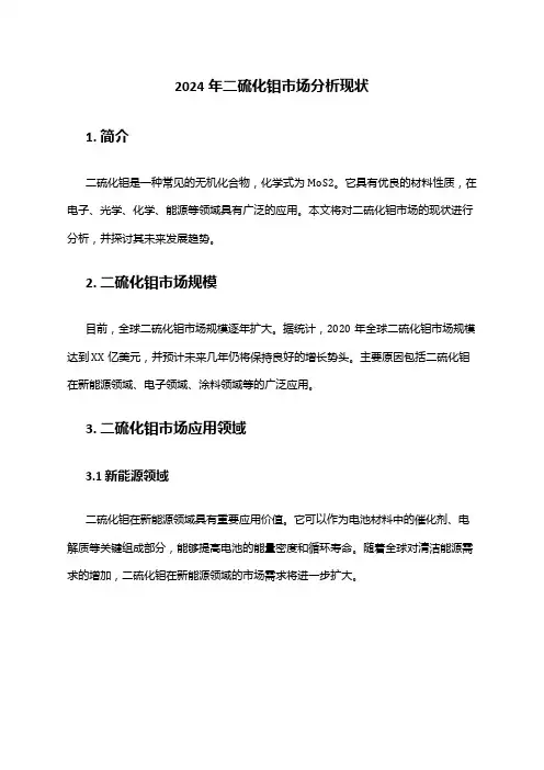 2024年二硫化钼市场分析现状