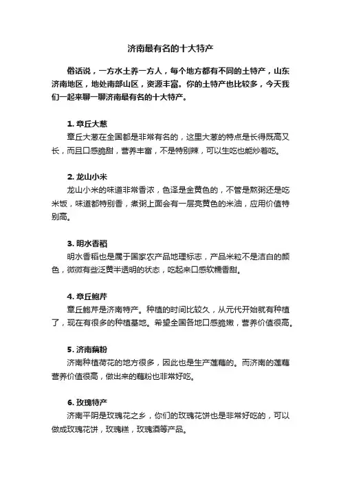 济南最有名的十大特产