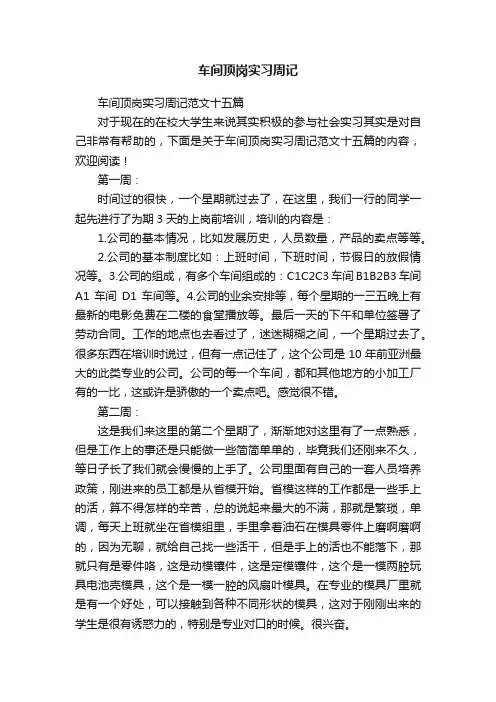 车间顶岗实习周记范文十五篇
