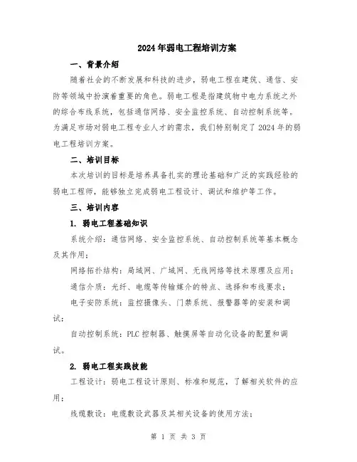2024年弱电工程培训方案