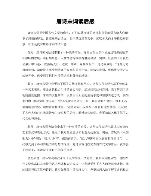 唐诗宋词读后感