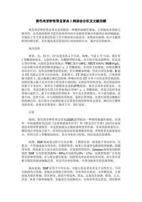 黄色肉芽肿性肾盂肾炎1例误诊分析及文献回顾