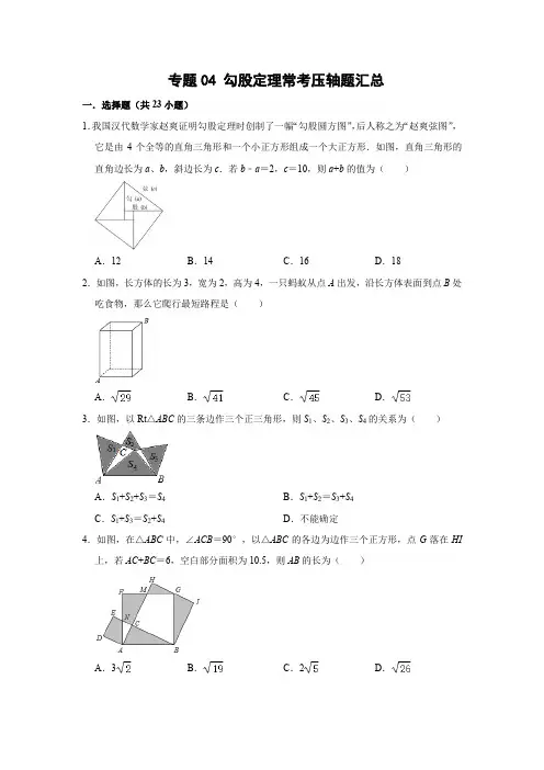 八年级数学下册压轴题攻略(人教版)勾股定理常考压轴题汇总(原卷版)