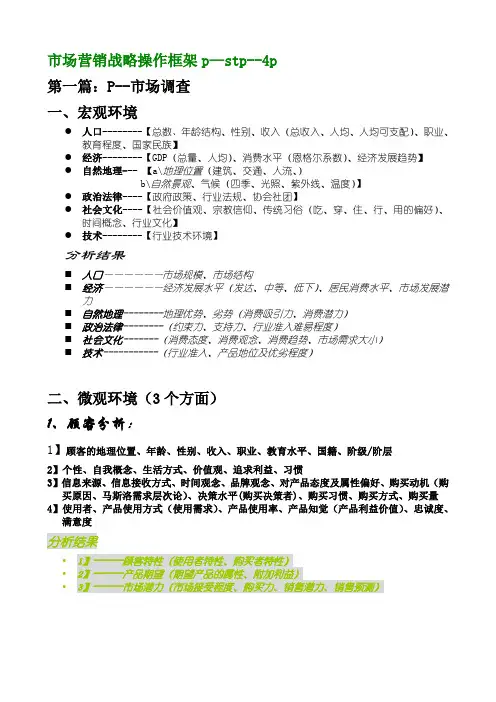 市场营销战略操作框架p—stp--4p