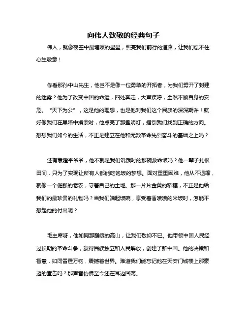 向伟人致敬的经典句子