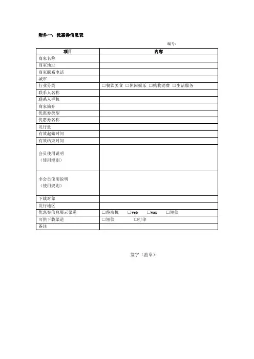 优惠券信息表