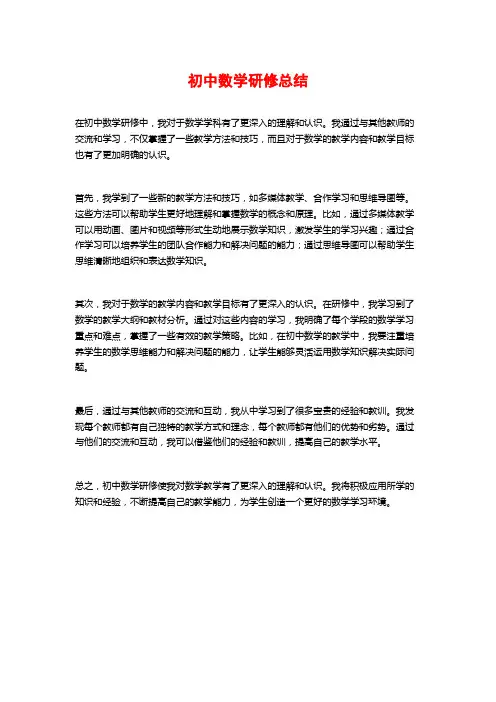 初中数学研修总结