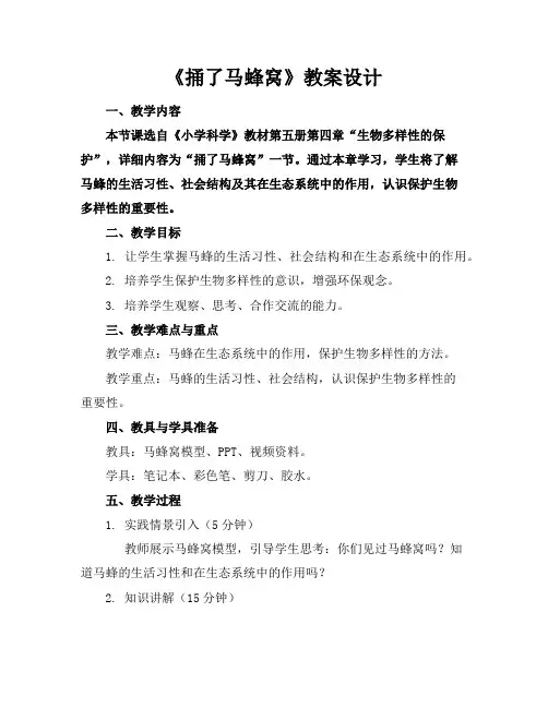 《捅了马蜂窝》教案设计