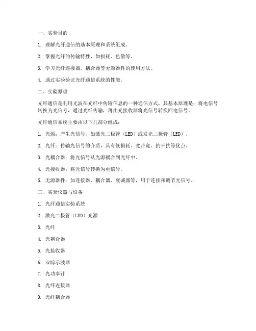 基本光纤系统实验报告