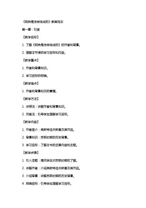 《钢铁是怎样炼成的》教案范本