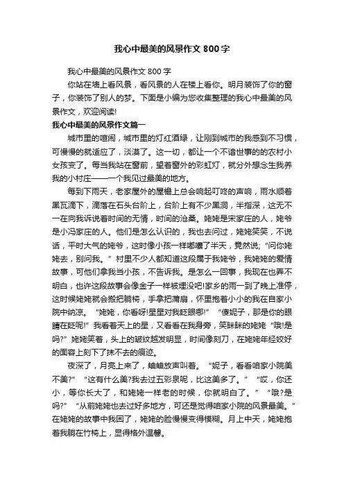 我心中最美的风景作文800字