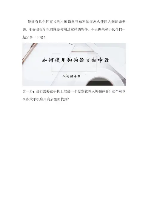 如何使用狗狗语言翻译器