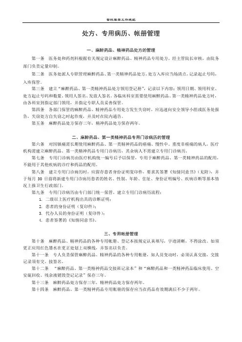 处方、专用病历、帐册管理