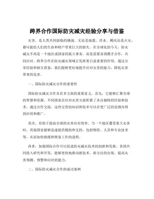 跨界合作国际防灾减灾经验分享与借鉴