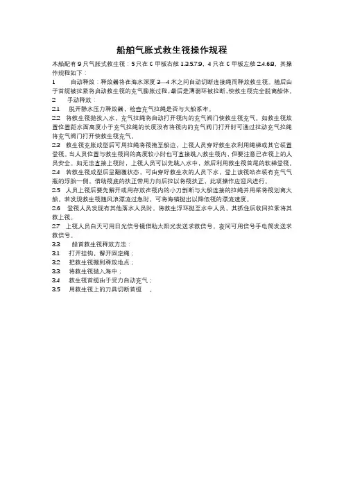 船舶气胀式救生筏操作规程