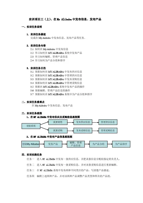 实训项目三(上)、在My Alibaba中发布信息、发布产品