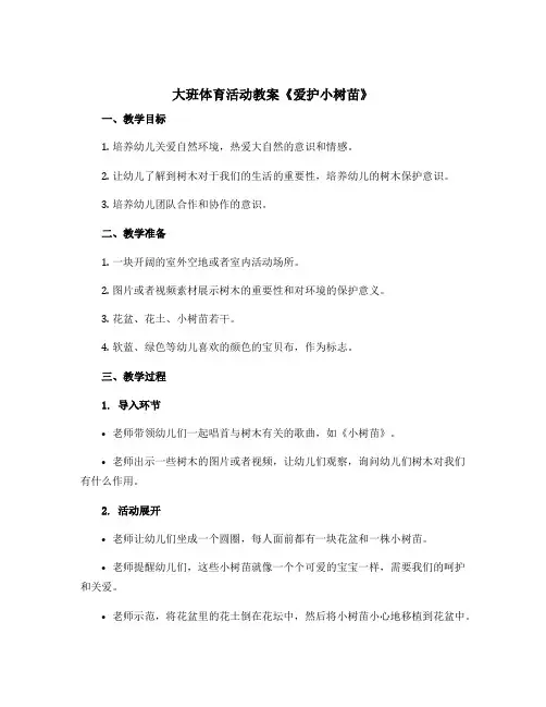 大班体育活动教案《爱护小树苗》