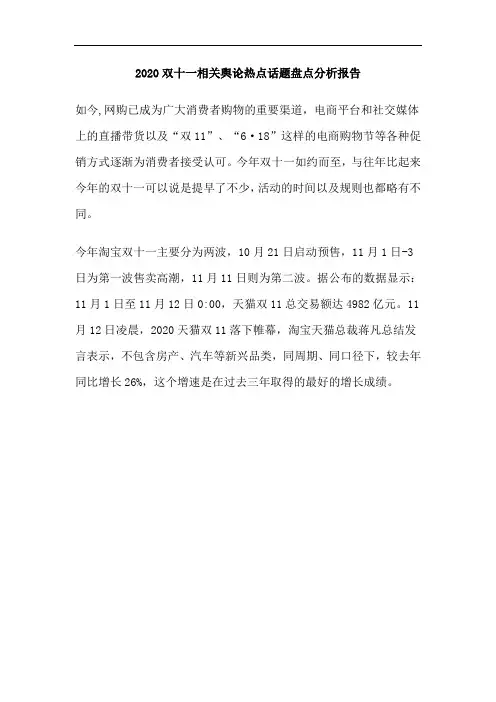 2020双十一相关舆论热点话题盘点分析报告