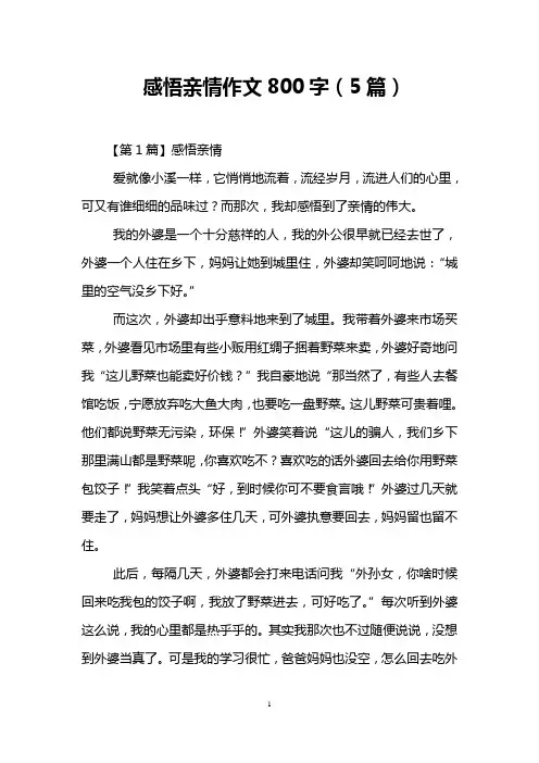 感悟亲情作文800字(5篇)