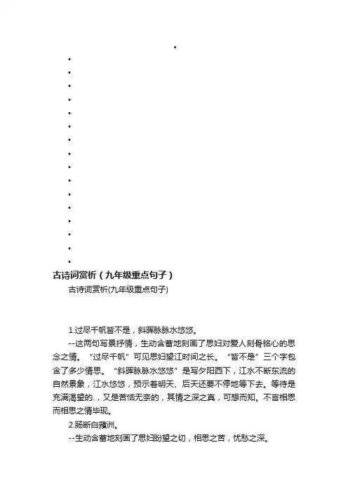 古诗词赏析（九年级重点句子）