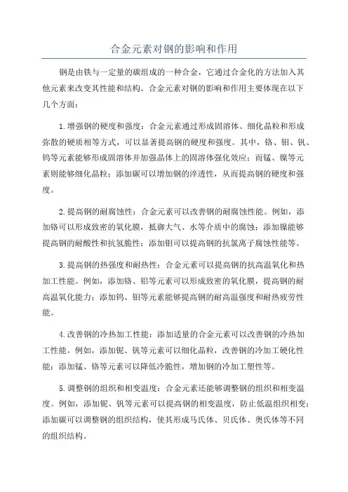 合金元素对钢的影响和作用