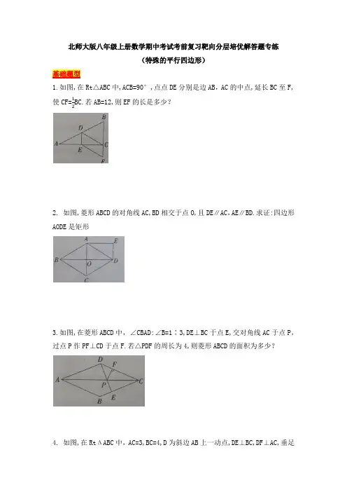 期中考试考前复习-北师大版八年级上册数学
