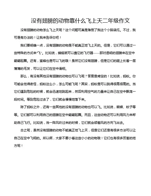 没有翅膀的动物靠什么飞上天二年级作文