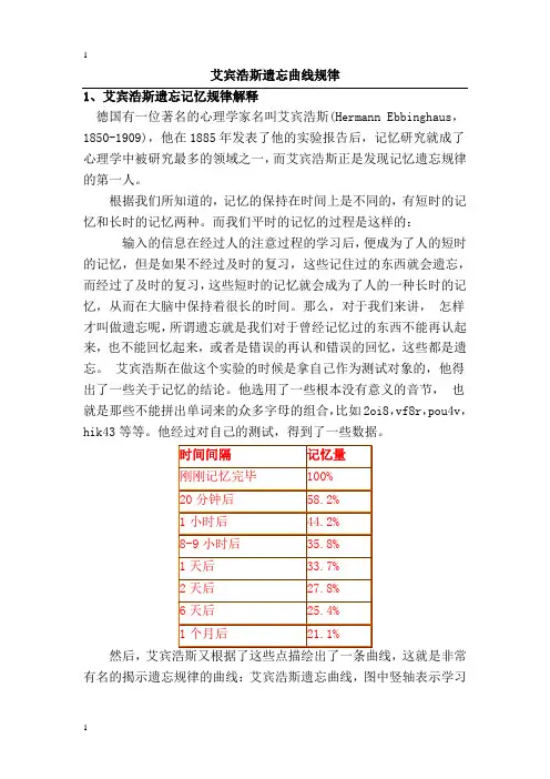艾宾浩斯遗忘曲线规律