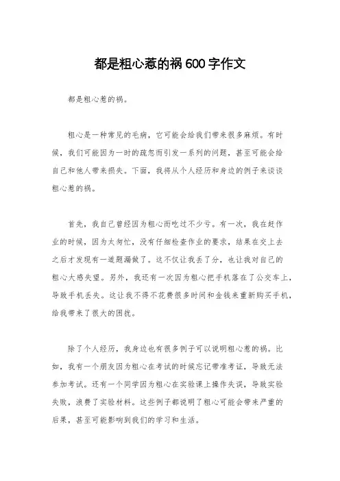 都是粗心惹的祸600字作文
