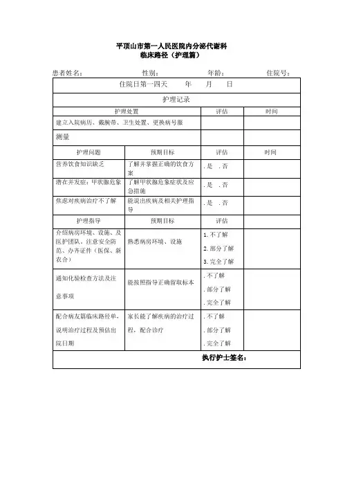 甲亢临床路径.内分泌科