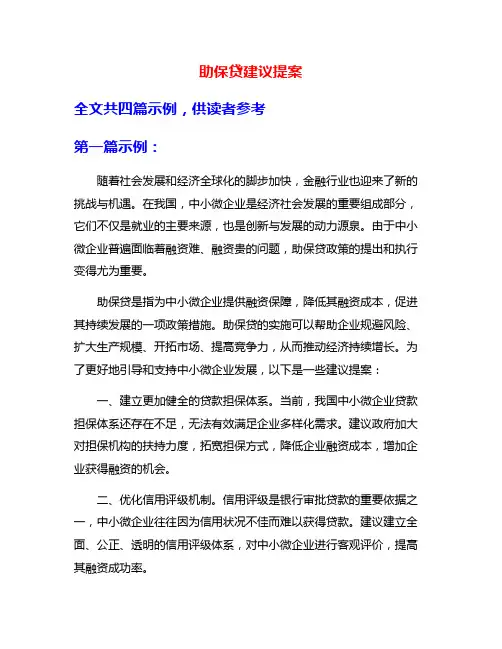 助保贷建议提案